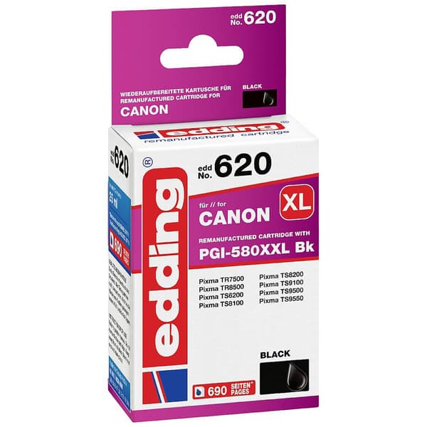 Edding Bläck Ersätter Canon PGI-580BK XXL Kompatibel Svart EDD-620 18-620