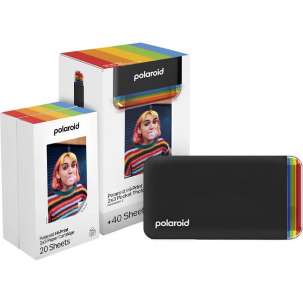 Polaroid Hi-Print Gen 2 -tulostin + 2 pakkausta Polaroid Hi-Print -tulostinpaperia, musta