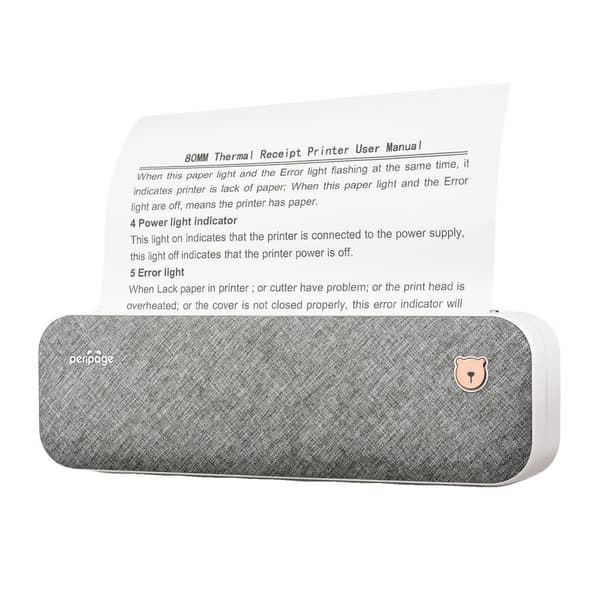 PeriPage Mobil Termisk Printer, 3 Timers Batterilevetid, Bluetooth og USB Forbindelse,hvid