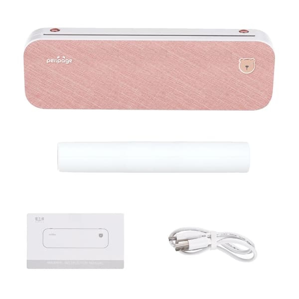 A4 Mobil Fotoprinter, Bluetooth-anslutning, 20 sidor per minut utskriftshastighet,Rosa