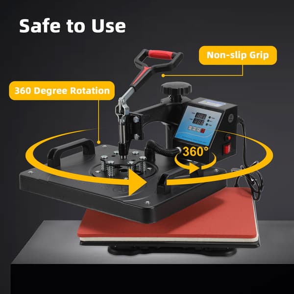 8 i 1 värmepress 1250 W multifunktionell T-shirt-värmepress med LED digital temperatur- och tidsregulator