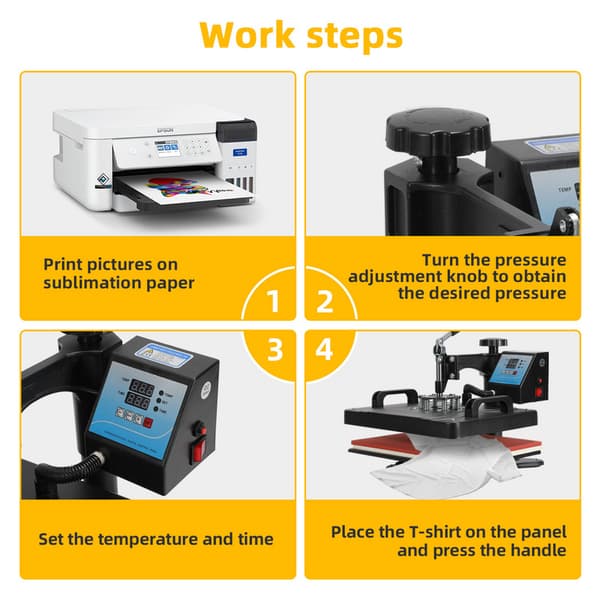 8 i 1 värmepress 1250 W multifunktionell T-shirt-värmepress med LED digital temperatur- och tidsregulator