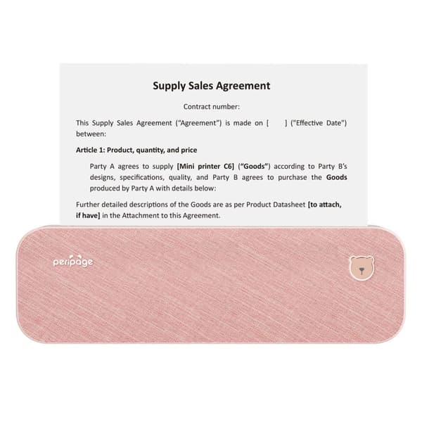 A4 Mobil Fotoprinter, Bluetooth- og USB-forbindelse, 20ppm udskrivningshastighed,pink