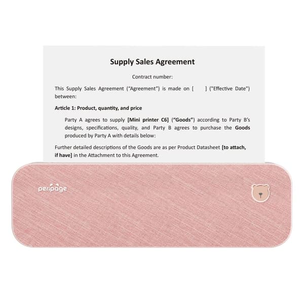 A4 Mobil Fotoprinter, Bluetooth- og USB-forbindelse, 20ppm udskrivningshastighed,pink