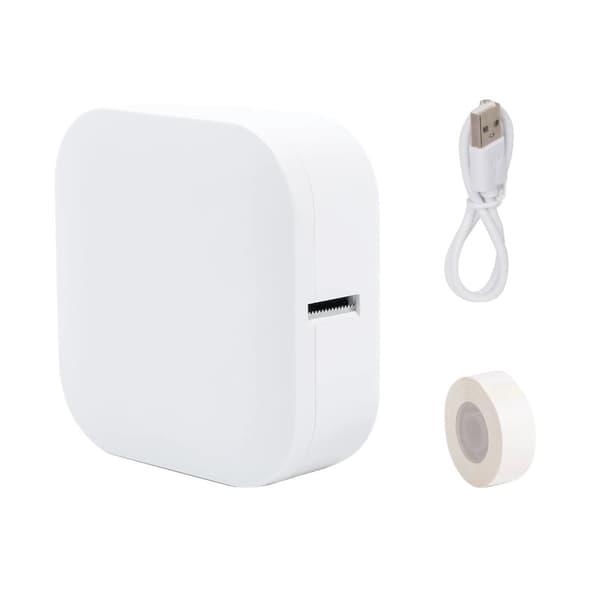 Mini Pocket Termisk Etiketteprinter, Bluetooth-forbindelse, Dobbelt-sidet Udskrivning, 20ppm Udskrivningshastighed,HVID