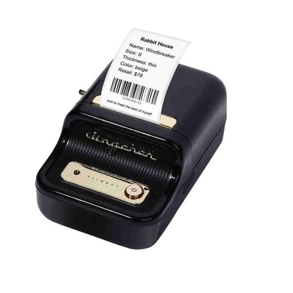 Bærbar Etiketprinter, Bluetooth-forbindelse, 20ppm Udskrivningshastighed,sort