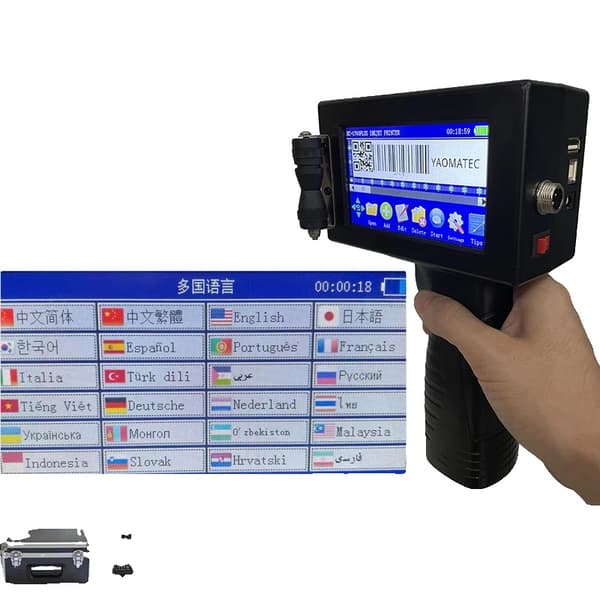Håndholdt inkjetprinter, 600 DPI opløsning, 10 timers batterilevetid,printer 1 sort blæk