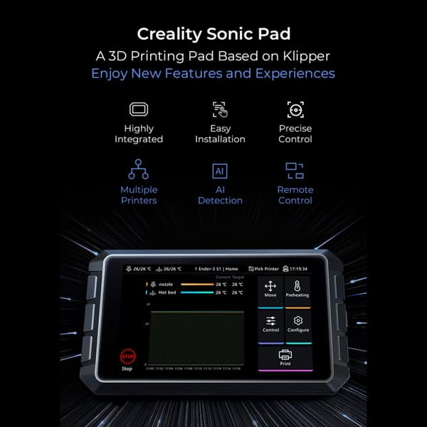 7-tommer touchscreen, 2GB RAM, 8GB ROM,3D printer