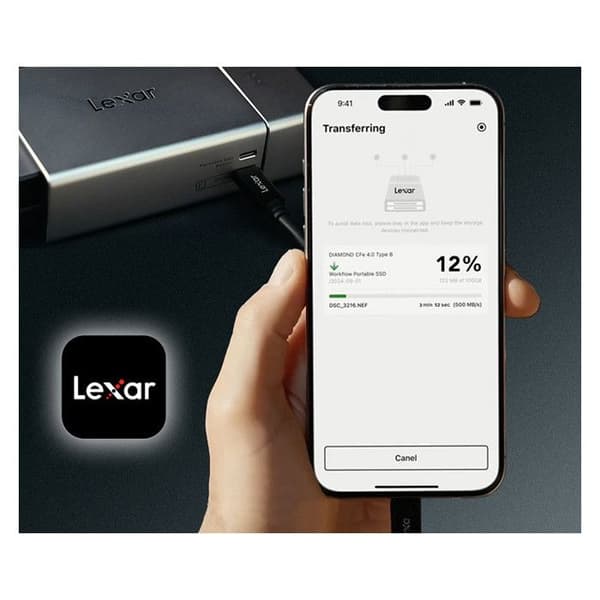 Lexar Workflow Go bärbar backup-hus med 2 modulfack (workflow-läsare/ssd)