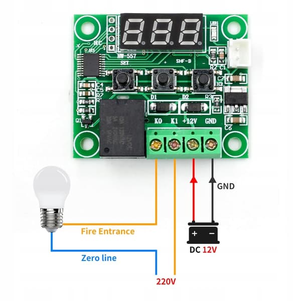 DIGITAL TERMOSTAATTI W1209 -50C+110C 12V ANTURILLA