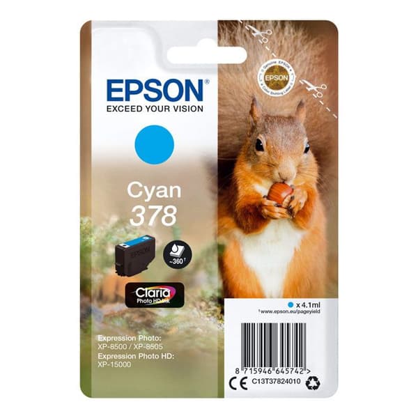 EPSON 378 cyan bläckpatron - ekorre (C13T37824010)