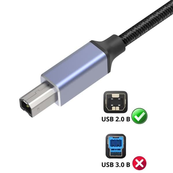 USB-C Skrivarkabel - Generisk - 3m - Kompatibel med Canon HP Dell Epson - USB 2.0 B - Svart