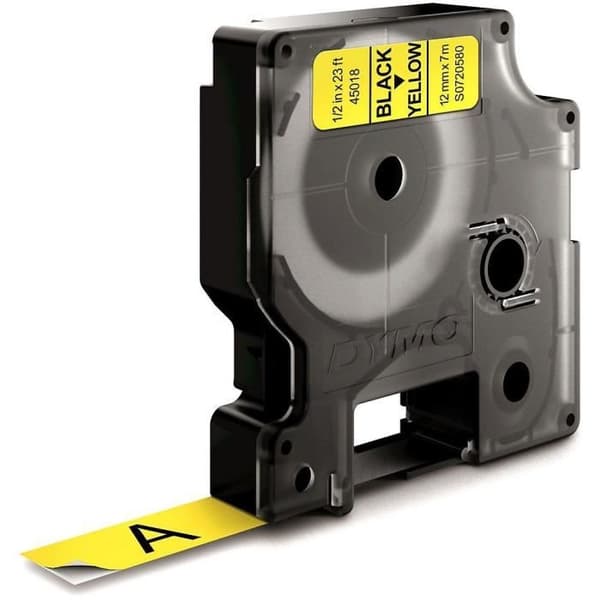 Dymo LabelManager D1 Tapes 12mm x 7m Svart/Gul (kompatibel med LabelManager och LabelWriter Duo)
