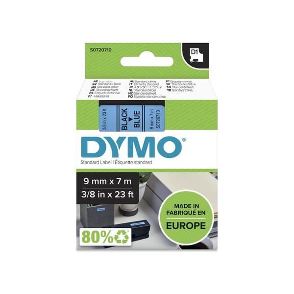 DYMO LabelManager tejpkassett D1 9mm x 7m Svart/blå (kompatibel med LabelManager och LabelWriter Duo)