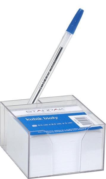Kubik plastikowy 85x85x50 kartki białe. STARPAK