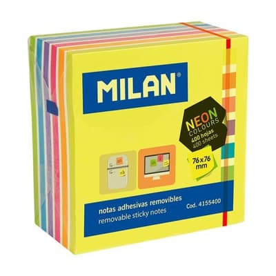 Karteczki neon mix kostka 76x76 400szt MILAN