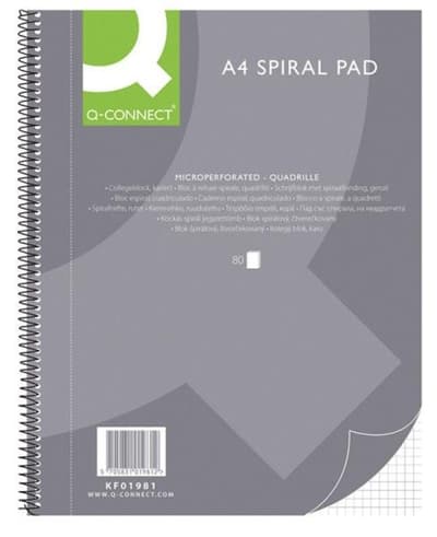 Kołonotatnik A4 80k kratka Q-CONNECT 70gsm, perforacja p10