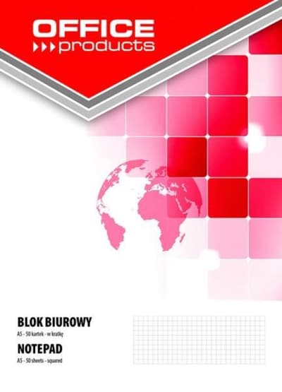 Blok biurowy OFFICE PRODUCTS A5 50k w kratkę 70gsm p10