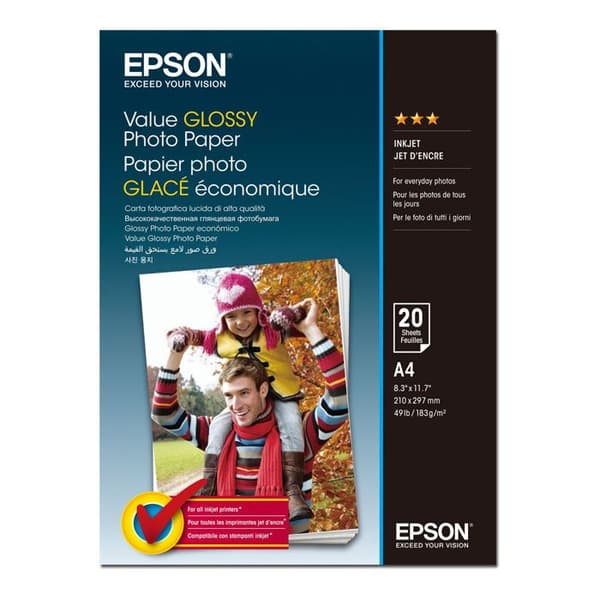 Fotopapper - EPSON - Value - Glansigt - A4 - 183 g/m² - 20 ark