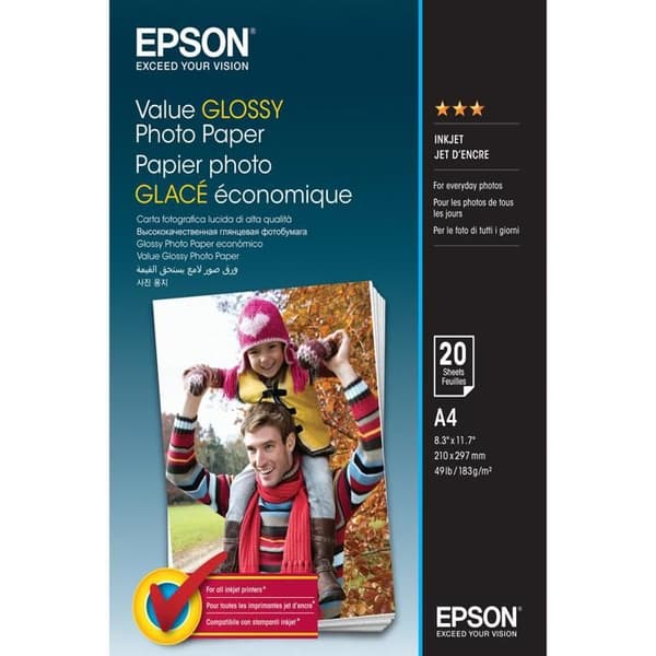 Fotopapper - EPSON - Value - Glansigt - A4 - 183 g/m² - 20 ark