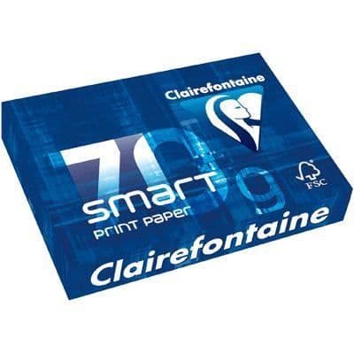 Paket med A4-papper - CLAIREFONTAINE - Smart Print-papper - 70 g - 500 ark - Ljust vitt