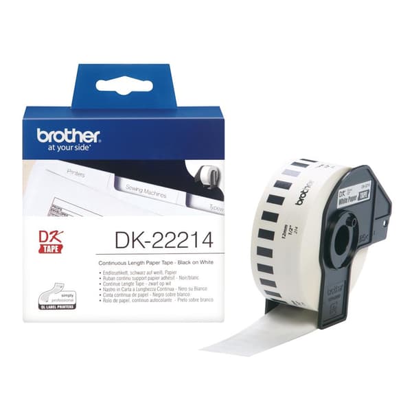Brother DK-22214 - lämpöpaperi - valkoinen - rulla (1,2 cm x 30,5 m) - malleihin QL 1050, 1050N, 1060N, 500, 500A, 500BS, 500BW, 550, 560, 560,VP, 50D