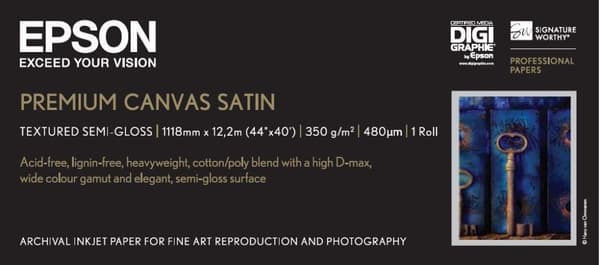Epson PremierArt Water Resistant Canvas - Blank canvas - Rulle (111,8 cm x 12,2 m) - 350 g/m2 - 1 rulle (C13S041848)
