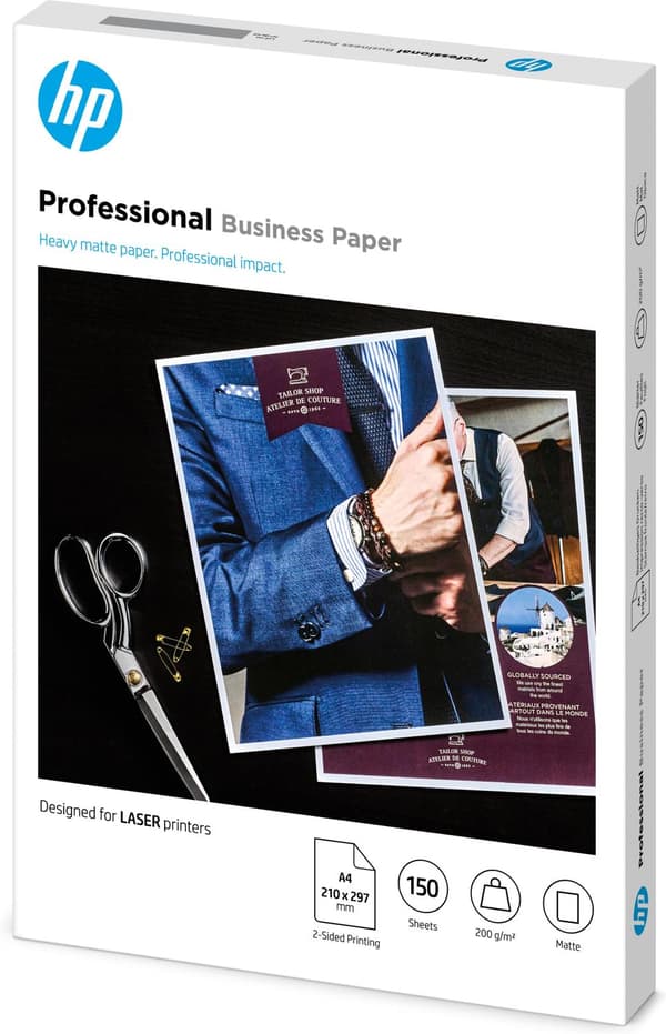 HP Professional Laser Matte FSC-paperi 200 gsm-150 sht/A4/210 x 297 mm Tulostinpaperi A4 (210x297 mm) Matta 150 arkkia Valkoinen (7MV80A)