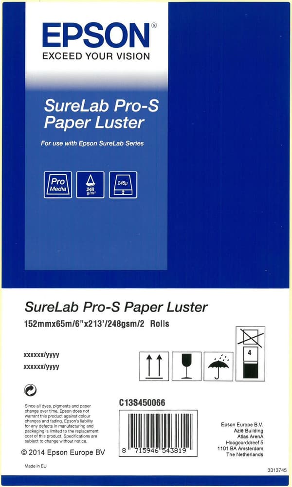 1x2 Epson SureLab Pro-S pappersglans 152mm x 65m 248g BP