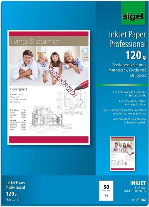 Inkjet papir Sigel A4 120gr - høj hvid 50 ark specialbelægning