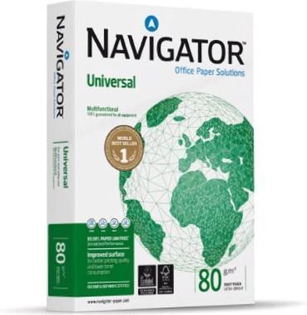 Kopieringspapper Navigator Universal Nonstop 5x500 ark A4 80gr vit