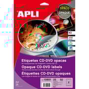 Bindemidler/etiketter Apli 10601 Cirkulær CD/DVD Hvid 25 Ark