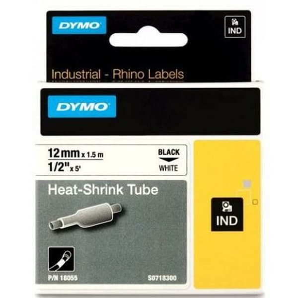 Värmekrympslangsats Rhino Dymo ID1-12 12 x 1,5 mm Svart Vit (5 antal)