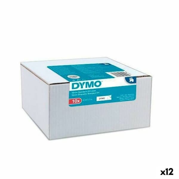 Laminerat Band till Etikettskrivare Dymo Svart Vit 10 Delar Självhäftande (12 antal)