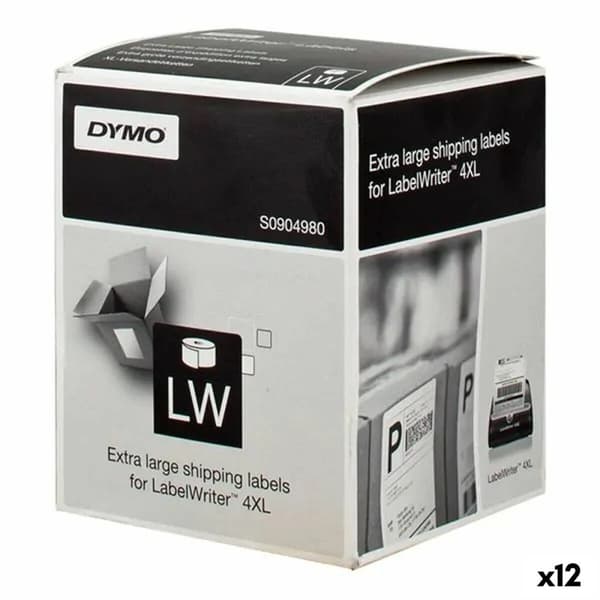 Ruller med etiketter Dymo LW 4XL Sort/Hvid 104 x 159 mm (12 enheder)