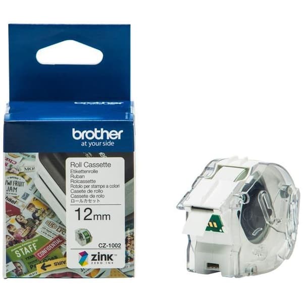 Kontinuerliga etiketter - BROTHER - CZ-1001 - 0,94 cm x 5 m - Vit - För VC-500 W