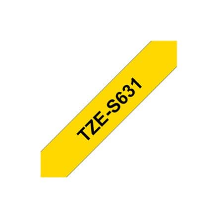 BROTHER P-Touch TZE-S631 black on yellow 12mm extra gluey