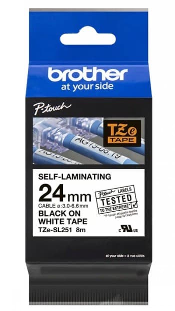 Brother TZESL251 Tejp SvartText,VitBotten,24mm