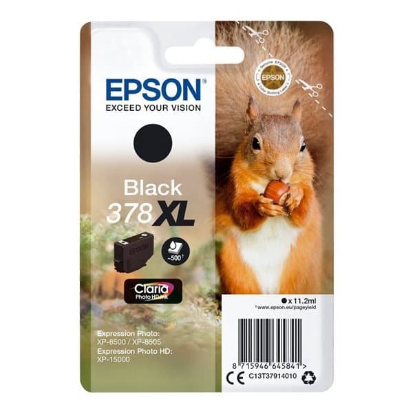 Epson Squirrel Singlepack Black 378XL Claria Photo HD Ink