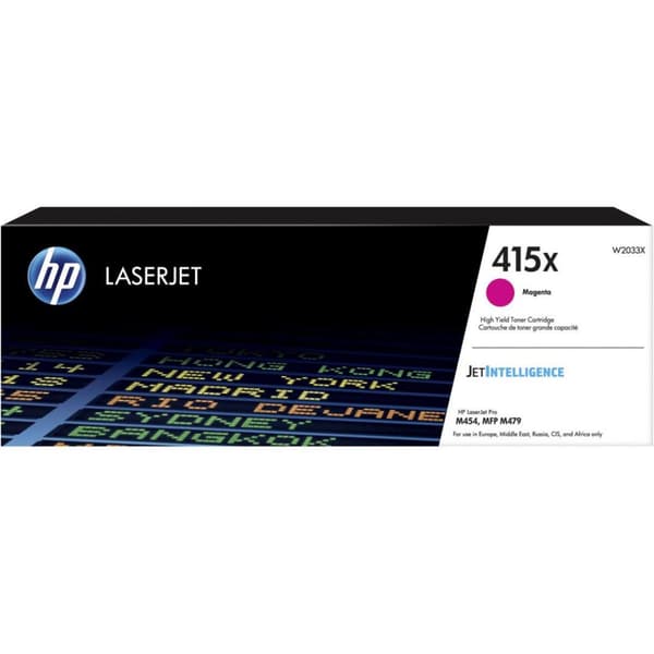 HP 415X High Capacity Magenta Laser Toner Cartridge, 6000 pages, for HP Color LaserJet Pro M454, M479
