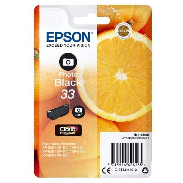 Epson C13T33414012 Photo Black, 33 Claria Premium Ink