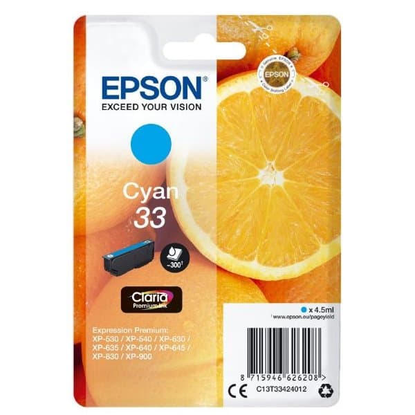 Epson 33 Claria Premium Ink | 300Pages | Cyan