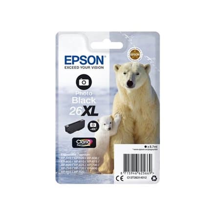 Epson 26XL Claria Premium Ink | 400Pages | Photo Black