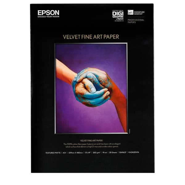 Epson Velvet Fine Art Paper A 3+ 20 Sheet 260 G S 041637 Hvid