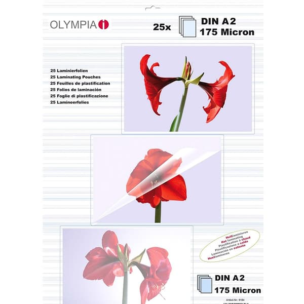 Olympia Lamineringsposer Din A2 175 Microns 25 Enheder Transparent