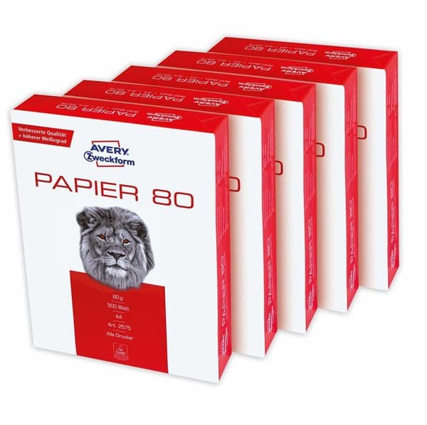 Avery Dennison 2575 Utskrifts- och kopieringspapper A4 / 80 g 5 x 500 ark (import från Tyskland)