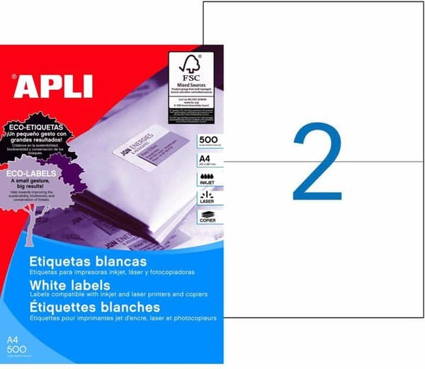 Agipa - 1787 - Box med 1000 etiketter för bläckstråle/laser/kopiator skrivare 210x 148 10787