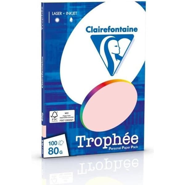 Papperpärm - CLAIREFONTAINE - Pastellfärger - A4 - 80g - 100 blad - FSC-certifierad