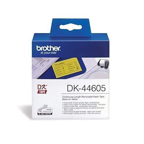 Brother DK-44605 | Kontinuerlig pappersrulle, original | Svart på gult | 62 mm x 30,48 m