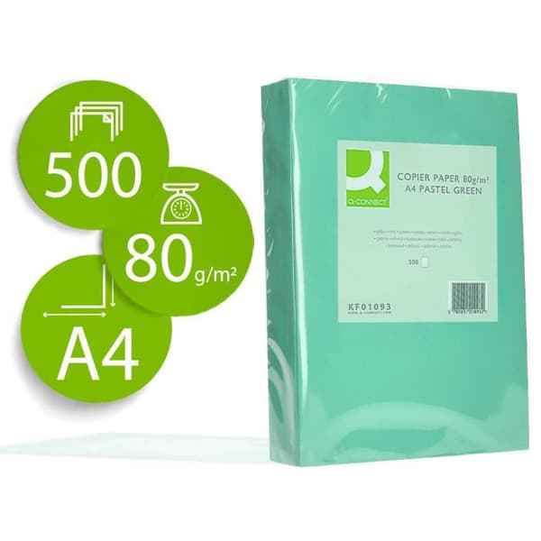 q-connect multifunktionsfärgat papper a4 80g/m2 enfärgat grönt ris 500 ark